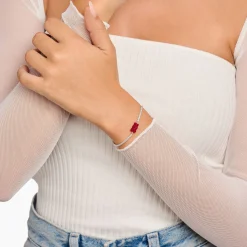 Best Tennisarmband mit rotem Goldbären Silber Damen Armbänder|Armbänder