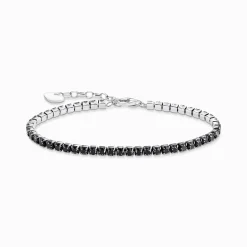 Flash Sale Tennisarmband mit schwarzen Steinen Silber Damen Armbänder|925 Silber
