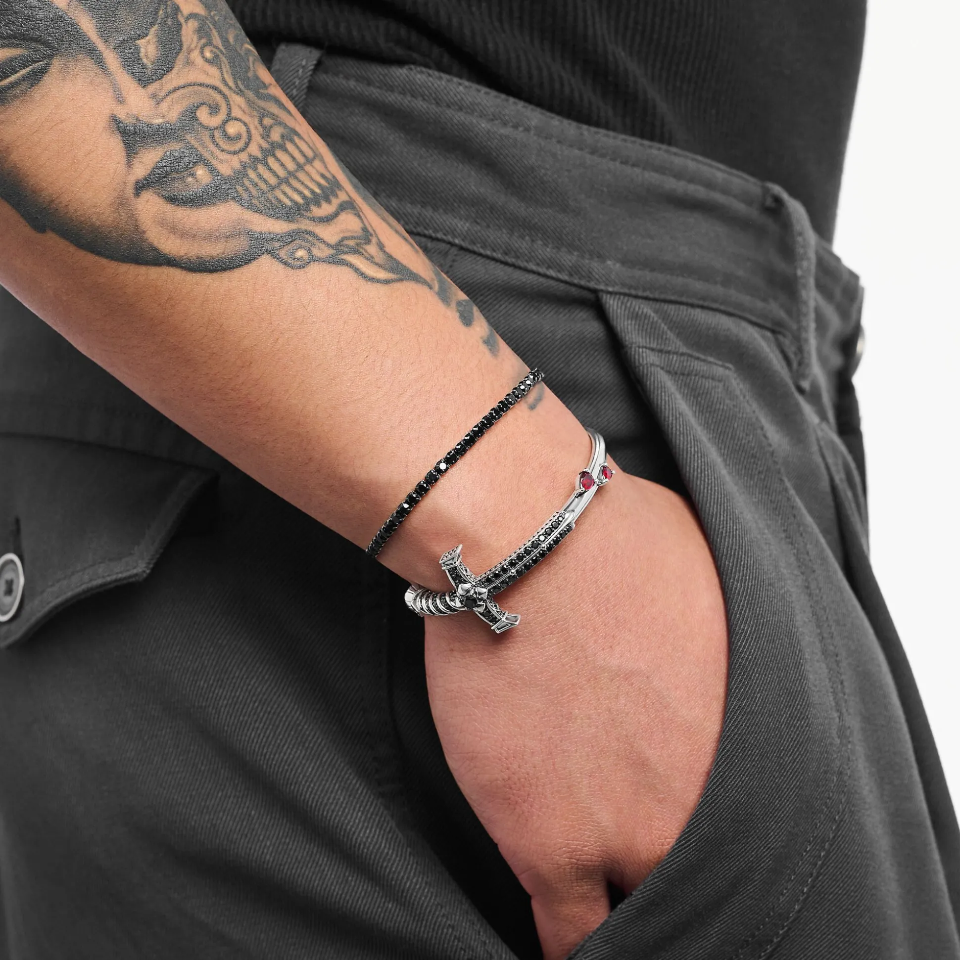 Flash Sale Tennisarmband mit schwarzen Steinen Silber Damen Armbänder|925 Silber