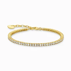 Best Sale Tennisarmband mit weißen Steinen vergoldet Damen Armbänder