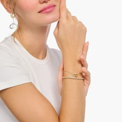 Best Sale Tennisarmband mit weißen Steinen vergoldet Damen Armbänder