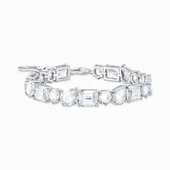 Shop Tennisarmband mit weißen Steinen in drei Schliffarten Silber Damen Armbänder|925 Silber