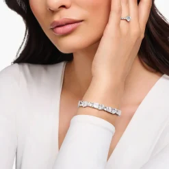 Shop Tennisarmband mit weißen Steinen in drei Schliffarten Silber Damen Armbänder|925 Silber
