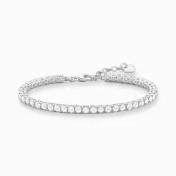 Discount Tennisarmbandmit weißen Steinen Silber Damen Armbänder