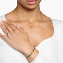 Outlet Textilarmband schwarz mit zwei Ringen bunten Steinen vergoldet Damen Armbänder