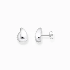 Outlet Tropfen-Ohrstecker mit organischer Form Silber Damen Ohrstecker|925 Silber