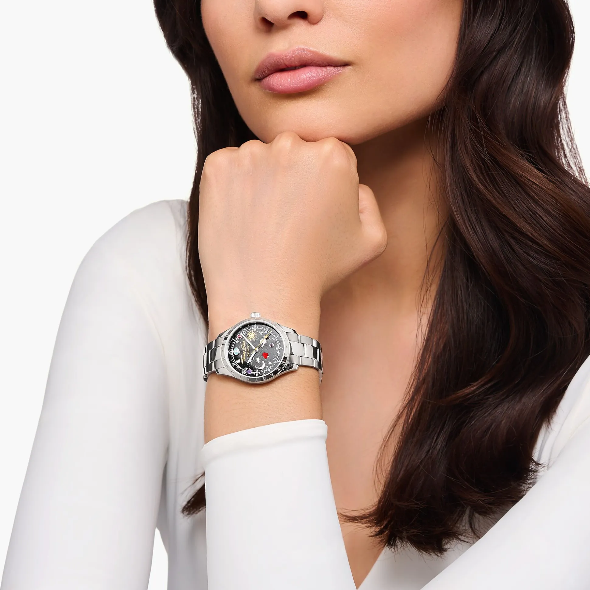 Hot Uhr mit kosmischem Zifferblatt in Schwarz silberfarben Damen Uhren|Damenuhren